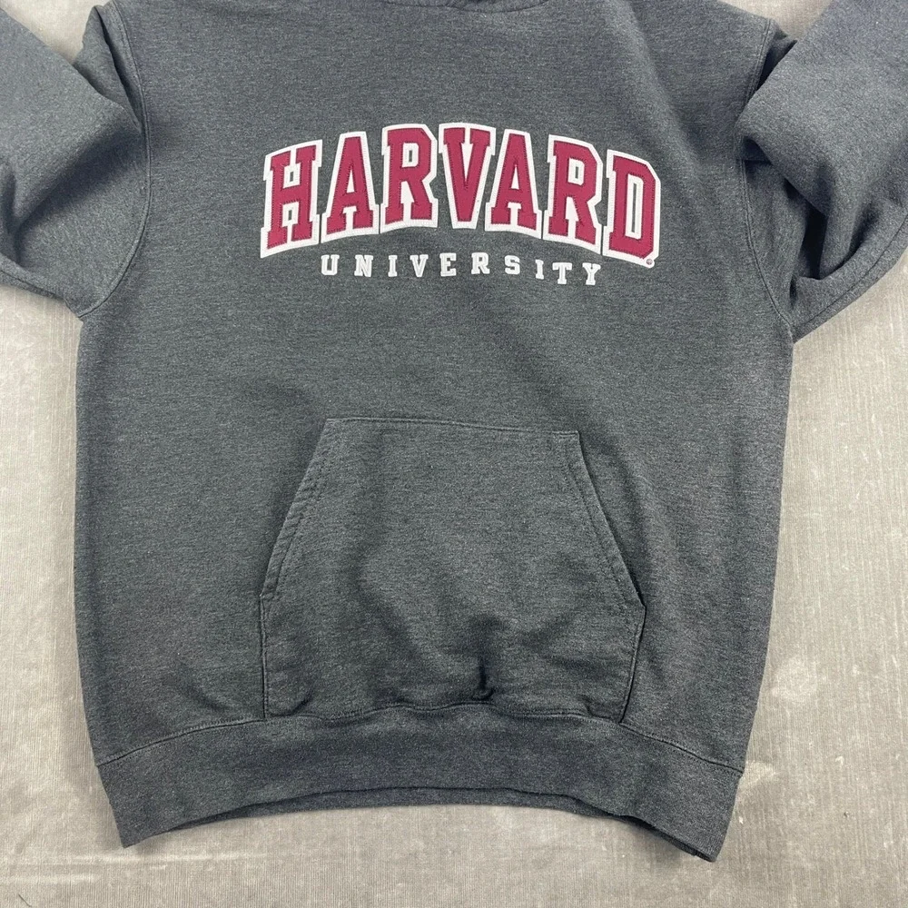 Harvard University Champion Mens Medium Gray Hoodie Pullover Sweatshirt